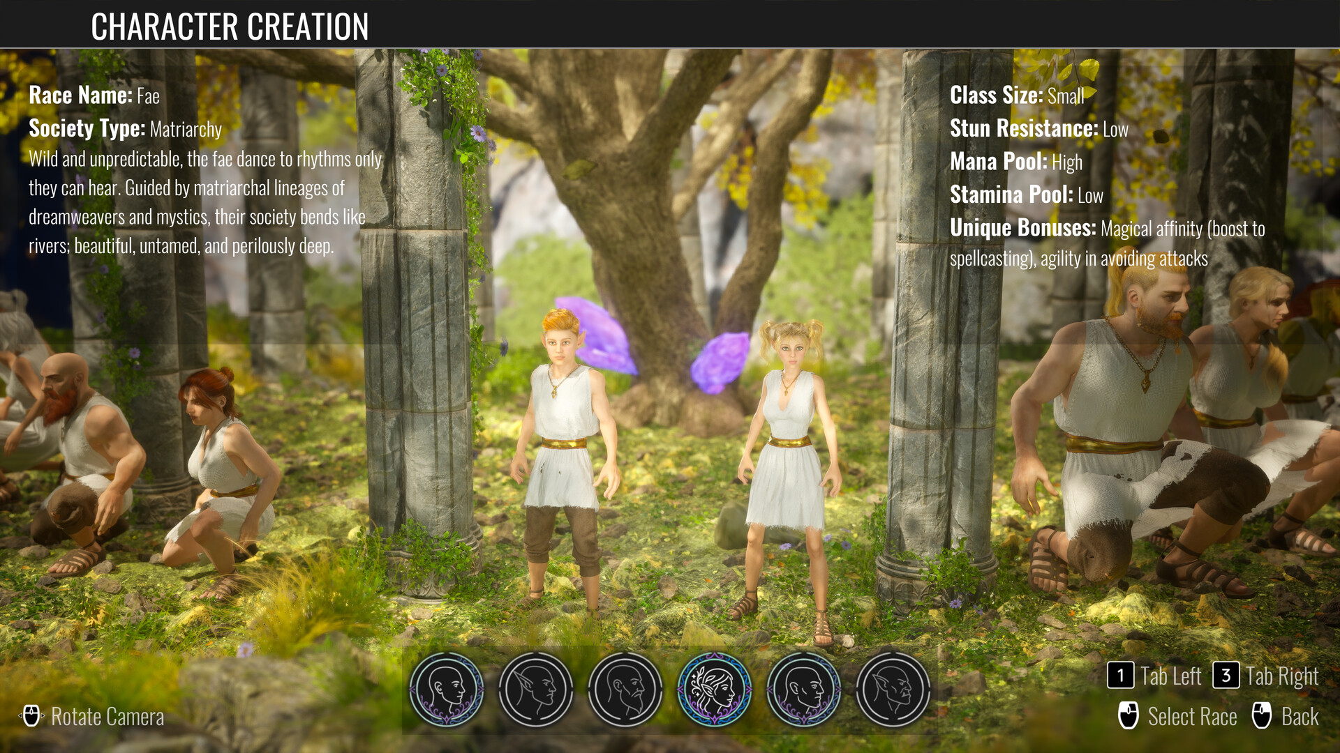Fae race selection screen